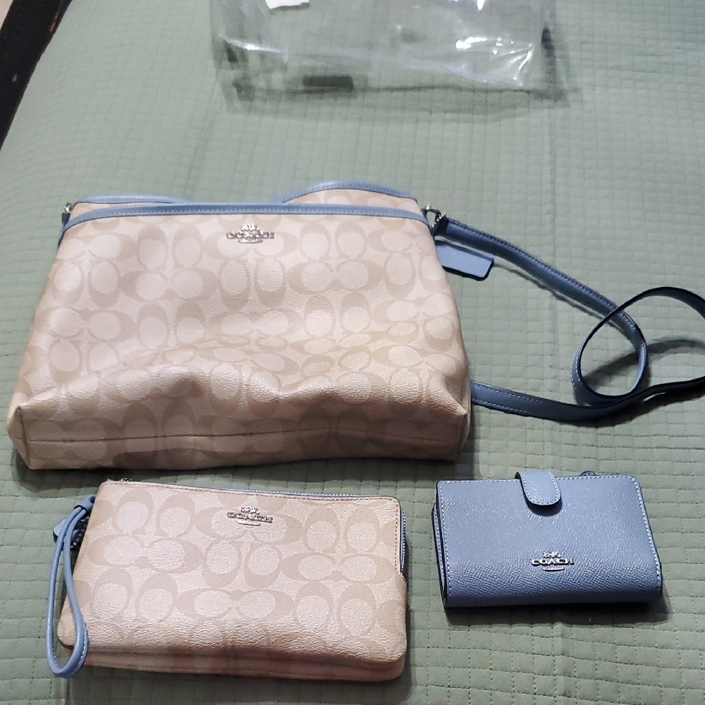 Coach Beige and Blue Women's Bag Set